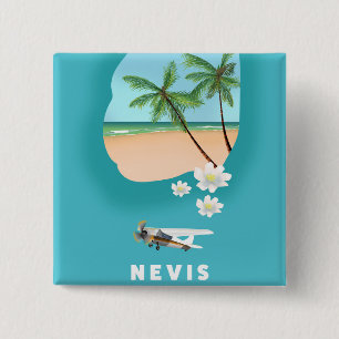 Nevis Karibik Insel Illustrierte Karte. Button