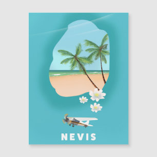 Nevis Karibik Insel Illustrierte Karte. Magnetkarte