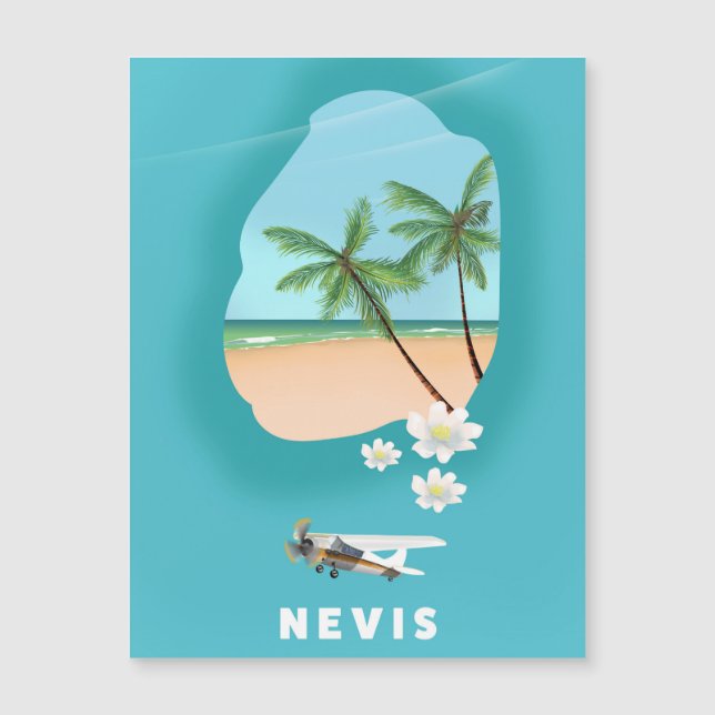 Nevis Karibik Insel Illustrierte Karte. Magnetkarte (Vorderseite)