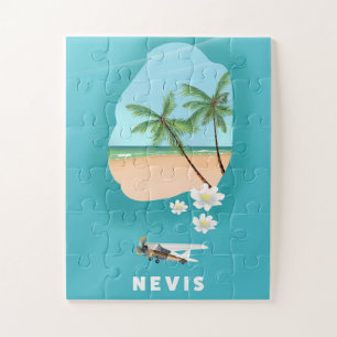 Nevis Karibikinsel Illustrierte Karte.