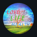 NEW1 LIEBE LEBENSGESUNDHEITSBAUM MED MAGNET<br><div class="desc">LIEBE LIFE GESUNDHEITSAffirmation über meinem Eichenbaum-Foto auf mittelrunden Magneten</div>