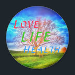 NEW1 LIEBE LEBENSGESUNDHEITSBAUM MED MAGNET<br><div class="desc">LIEBE LIFE GESUNDHEITSAffirmation über meinem Eichenbaum-Foto auf mittelrunden Magneten</div>