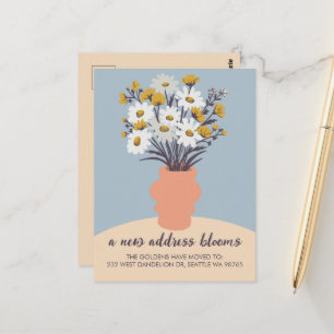 New Address Blooms Moskation Announcement Bouquet Postkarte