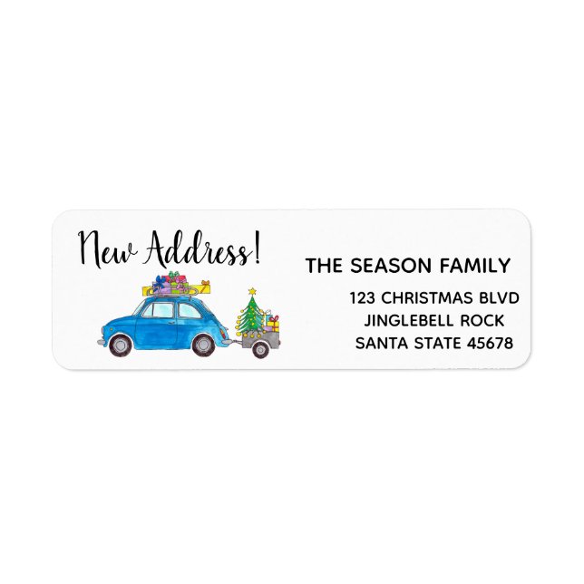 New Address blue fiat 500 Weihnachtsgeschenke Labe (Vorne)
