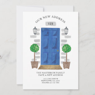 New Address Blue Watercolor Door Ankündigung