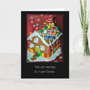 New Address Christmas Card Gingerbrett House Feiertagskarte