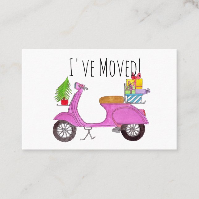 New Address Christmas Retro Scooter Visitenkarte (Vorderseite)