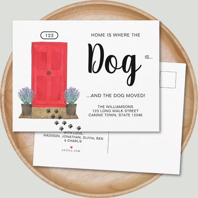 New Address Dog Moving  Announcement Postcard Ankündigungspostkarte (Von Creator hochgeladen)
