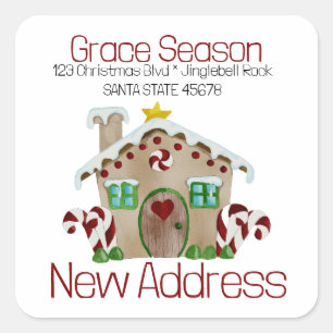 New Address Gingerbread House Umschlag Aufkleber
