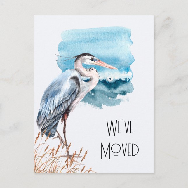 New Address Great Blue Heron Waterfront Moving Ankündigungspostkarte (Vorderseite)