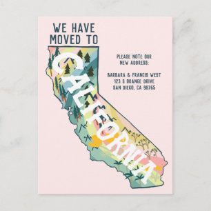 NEW ADDRESS - Nach Kalifornien übersiedelt Staat M Postkarte