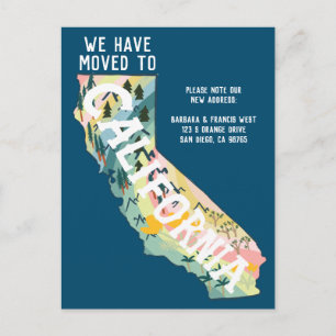 NEW ADDRESS - Nach Kalifornien übersiedelt Staat M Postkarte