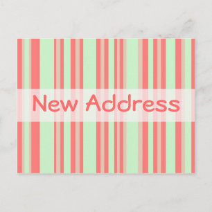 New Address orange grüne Streifen Ankündigungspostkarte