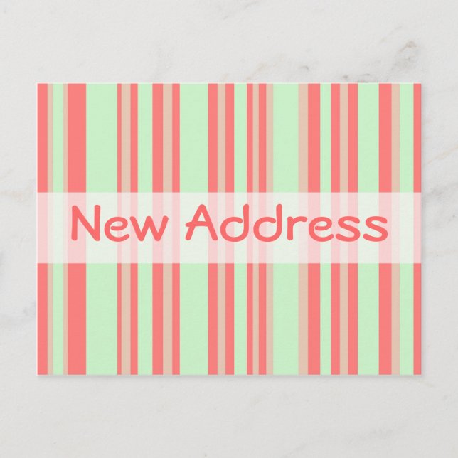 New Address orange grüne Streifen Ankündigungspostkarte (Vorderseite)