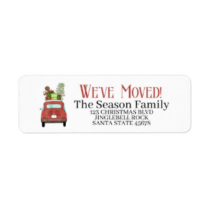 New Address Red car mit Weihnachtsgeschenke Label