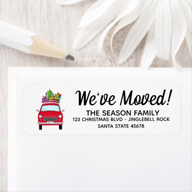 New Address Red Car mit Weihnachtsgeschenken (Insitu)