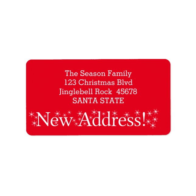 New Address Snowflake Christmas Adressaufkleber (Vorne)