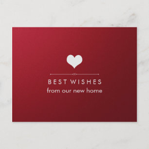 New Address Sweet and Elegante Red and Silver Hear Ankündigungspostkarte