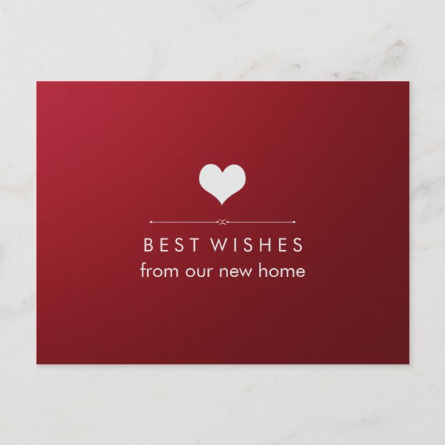New Address Sweet and Elegante Red and Silver Hear Ankündigungspostkarte (Vorderseite)