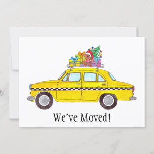New Address Yellow Cab Taxi Christmas Ohrts Einladung
