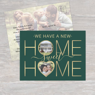 New Address Zuhause Sweet Zuhause Green & Gold 3 F Ankündigungspostkarte