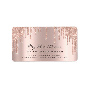 New Adress Bridal Rose Blush Funkelnd Glitzer UAWG Adressaufkleber