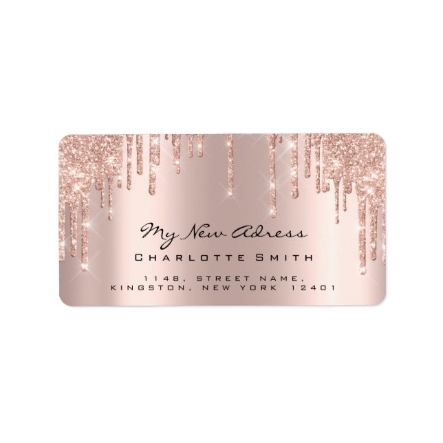 New Adress Bridal Rose Blush Funkelnd Glitzer UAWG Adressaufkleber (Vorne)