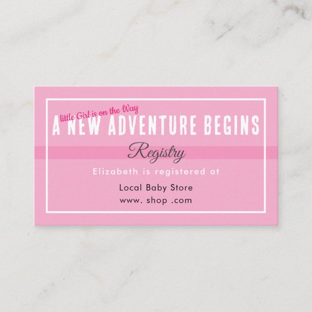 New Adventure Begins Pink Registry Enclosure Card Begleitkarte (Vorderseite)