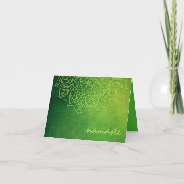 New Age Mehendi Style Kiwi Toned Mandala Karte (Vorderseite)