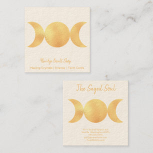 New Age Occult Shop Gold Triple Moons Quadratische Visitenkarte