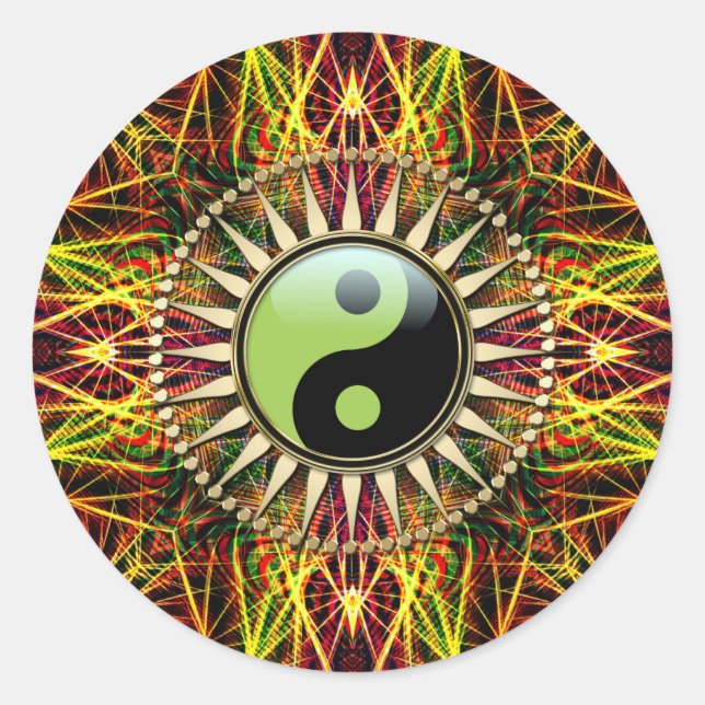 New Age Spirit Yang Sun Energy Runder Aufkleber (Vorderseite)