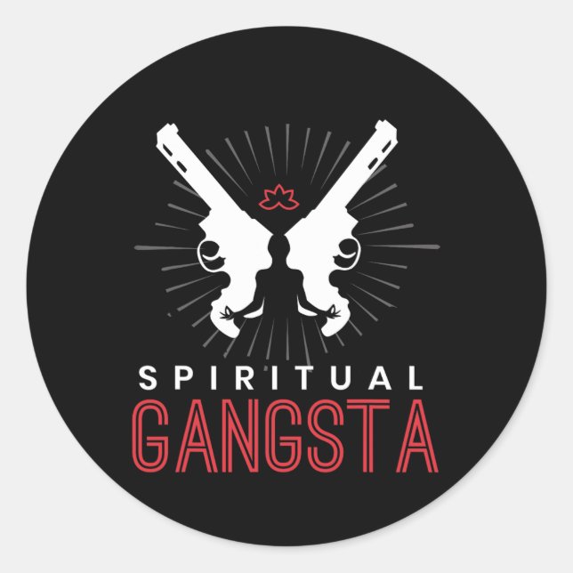 New Age Sritual Srituality Yoga Gangster Enlighten Runder Aufkleber (Vorderseite)