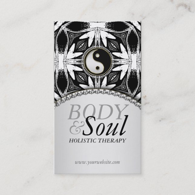 New Age Yin Yang Black White Batik Carte de visite (Devant)