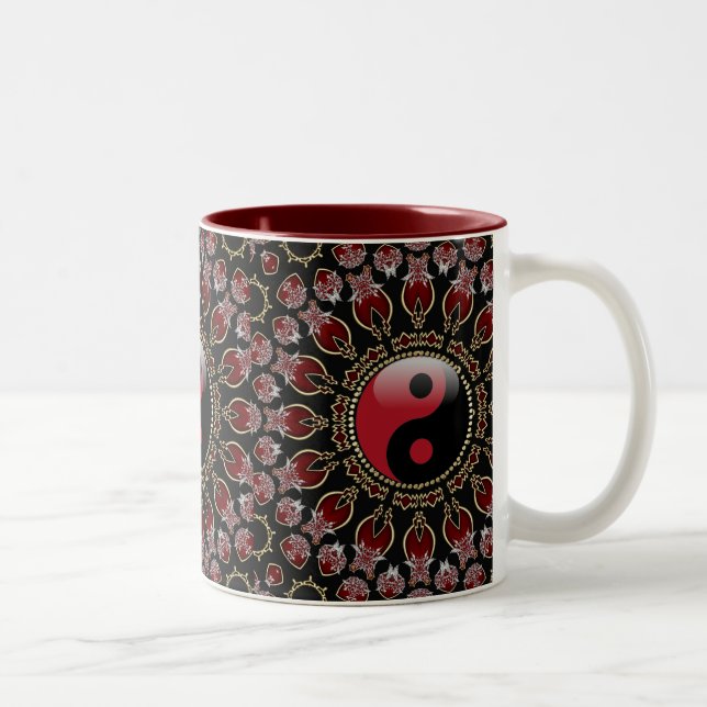 New Age YinYang Mandala Red+Gold Tasse (Rechts)