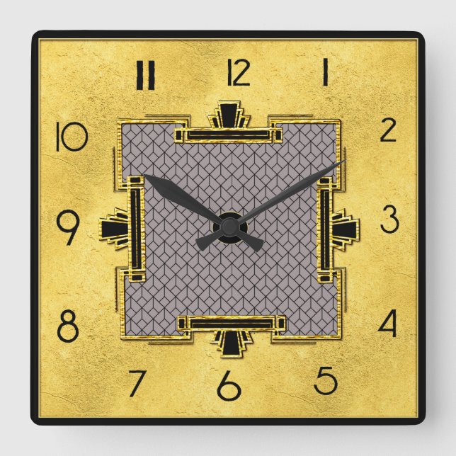 New Art Deco Design Square Quadratische Wanduhr (Vorderseite)