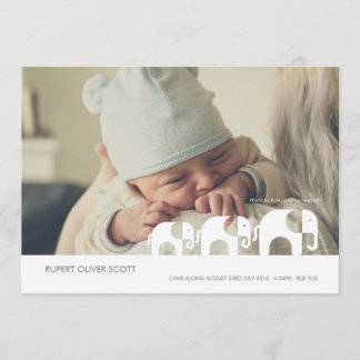 New Baby Along Came Elephant Announccard Ankündigung