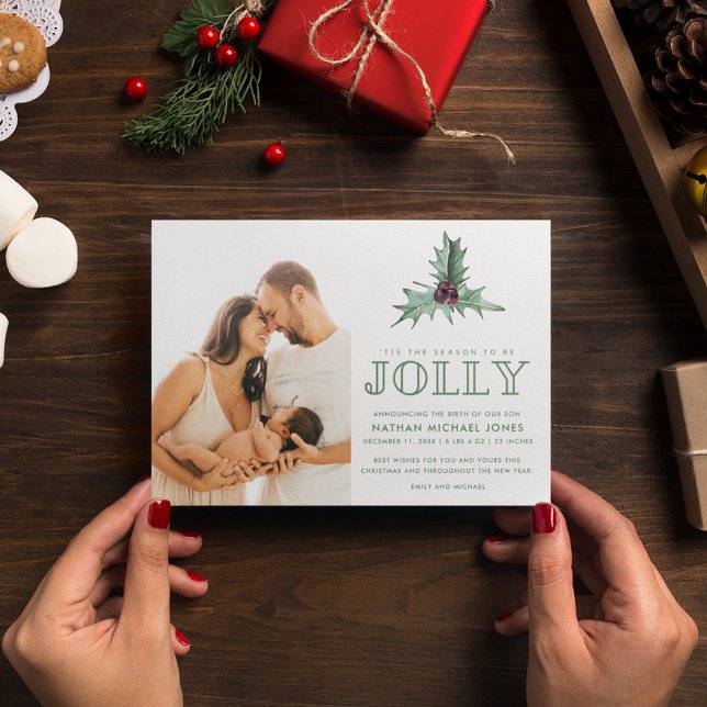 New Baby Birth Announcement Foto Weihnachten (New Baby Photo Christmas Birth Announcement )