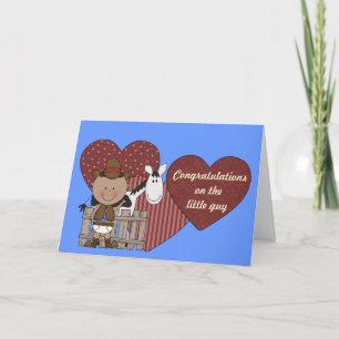 New Baby Boy and Pony Hearts - Western Karte