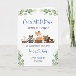 New Baby Boy Blue Personalisiert Glückwunsch Karte