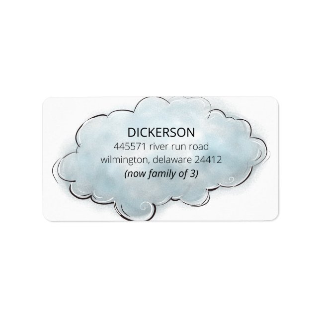 New Baby Boy Now Family # Cloud Rücksendeadresse Adressaufkleber (Vorne)