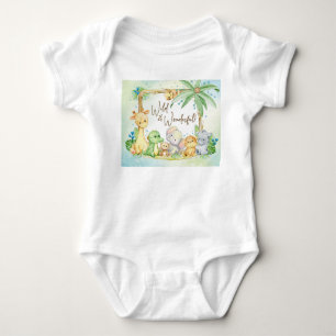 New Baby Boy Safari Tiere Wild und wunderbar Strampler