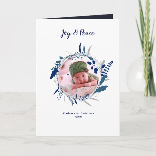 NEW Baby FOTO Ankündigung Winter Blue Minimalistis (Vorderseite)