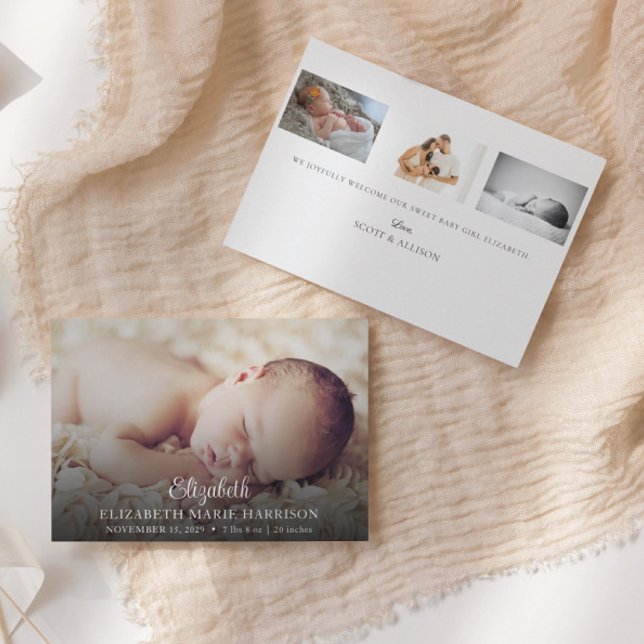 New Baby Foto Elegante Geburtsankündigung Einladung (Von Creator hochgeladen)