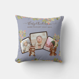 New Baby FOTO Gift - Niedliche Woodland Animals Bl Kissen