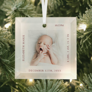 NEW BABY Geburtsdetails Ornament Aus Glas