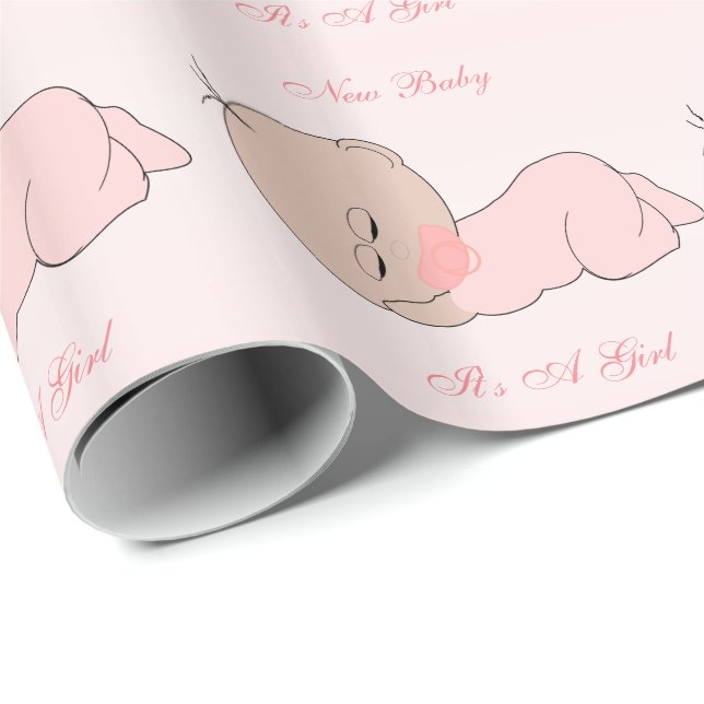 New Baby Girl Geschenkpapier (Rolleneckpunkt)