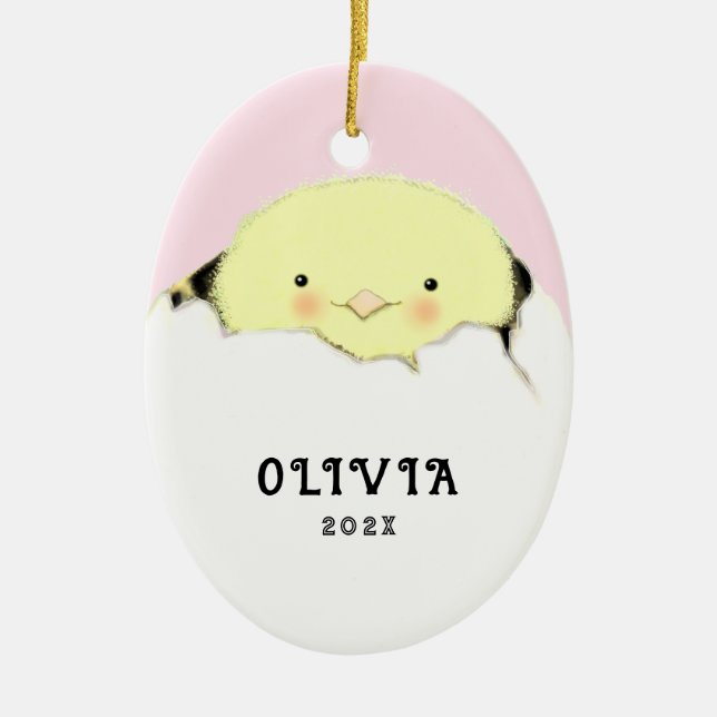 New Baby Girl Keramik Ornament (Vorne)