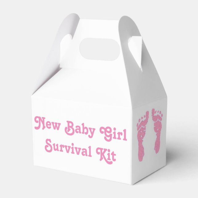 "New Baby Girl" Überlebenskit Geschenkschachtel (Vorderseite)