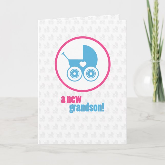 New Baby Grandson Card Ankündigung (Vorderseite)