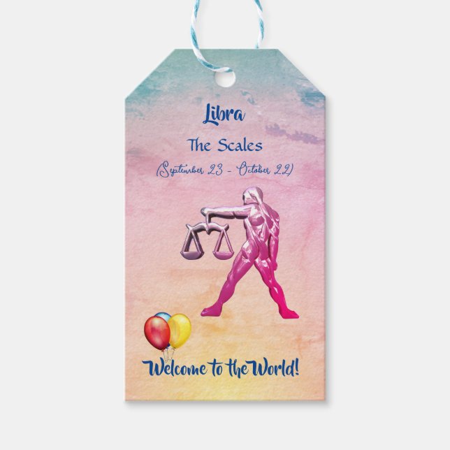 "New Baby - Libra" Geschenkanhänger (Vorderseite)